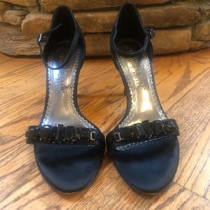 White House/Black Market Black Jeweled Heels 8 1/2